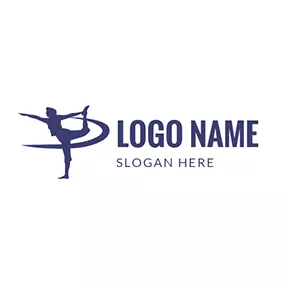リボン　ロゴ Gymnast Man and Ribbon Icon logo design