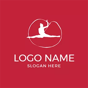 Logótipo Elegante Gymnast Woman and Ribbon logo design