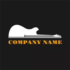 Logotipo De Guitarra Half White Guitar logo design