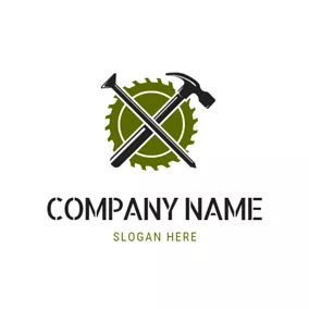 Mechanic Logo Hammer and Electric Saw logo design