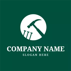 Woodworking Logo Hammer and Nail Icon logo design