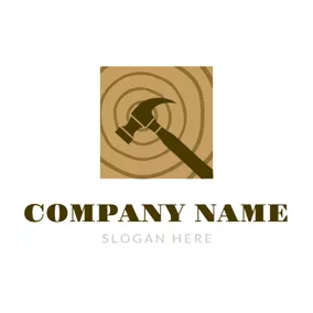 Holz Logo Hammer and Wood Icon logo design