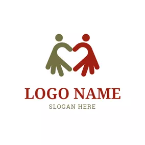 约会 Logo Hand and Abstract Family logo design