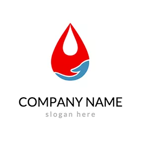 Aqua Logo Hand and Blood Drop logo design