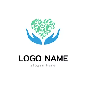 Green Logo Hand and Leaves logo design