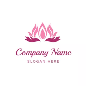 瑜伽Logo Hand and Yoga Lotus logo design