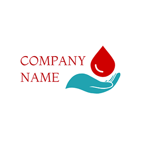 Blue Logo Hand Donation Blood logo design