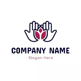 Blooming Logo Hand Flower Protection and Craft logo design