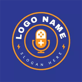 群れのロゴ Handle Game and Microphone logo design