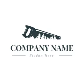 Carpentry Logo Handsaw and Tree Icon logo design