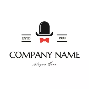 Bow Tie Logo Hat Bow Tie Simple Butler Design logo design