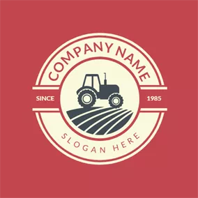 Farming Logo Hay Mower and Meadow logo design