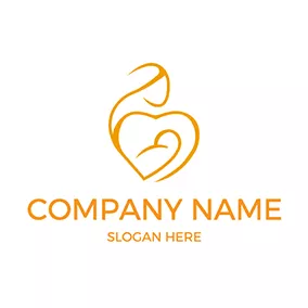 Curve Logo Heart Abstract Mom Baby logo design