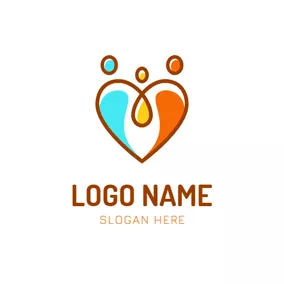 Logótipo De Creche Heart and Abstract Family logo design