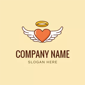 天使 Logo Heart and Angel Wing logo design