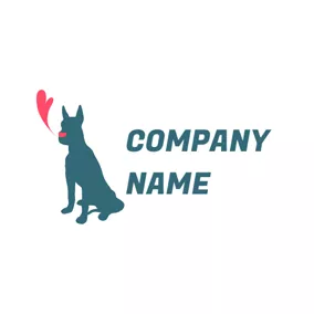 動物のロゴ Heart and Green Dog logo design