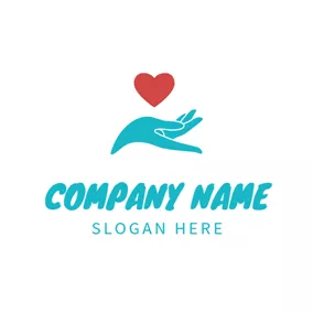 Cardiology Logo Heart and Hand Baby Care logo design