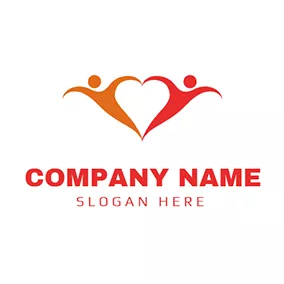 People Logo Heart and Minimalist People Icon logo design