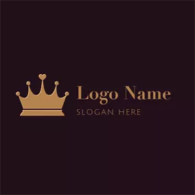 Golden Logo Heart and Special Royal Crown logo design