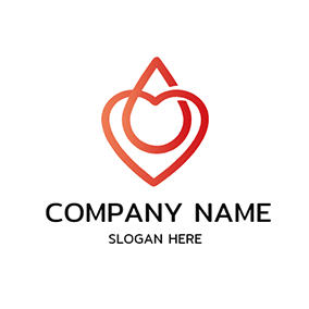 ハートロゴ Heart Blood Drop Line logo design
