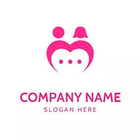 Communicate Logo Heart Dating App Logo logo design
