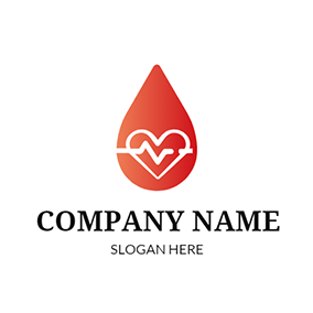ハートロゴ Heart Ecg Blood Drop logo design