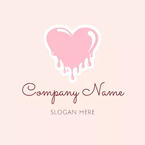 Pink Logo Heart Love and Slime logo design