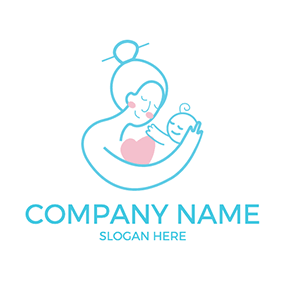 婴儿Logo Heart Love Mom Baby logo design