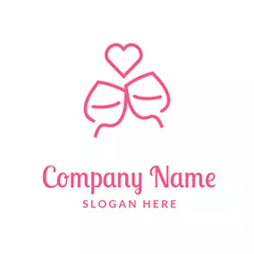 カップルロゴ Heart Love Simple Cup Cheers logo design