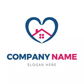 屋顶 Logo Heart Roof Home Care logo design