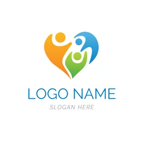 Logotipo De Guardería Heart Shape and Abstract Family logo design