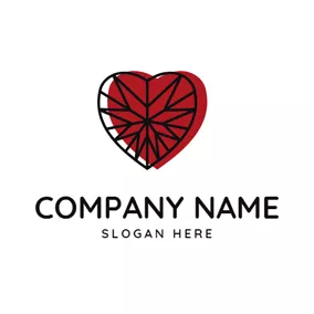 水晶　ロゴ Heart Shape and Beautiful Ruby logo design