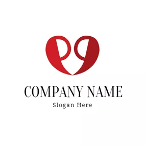 逗號 Logo Heart Shape and Comma logo design