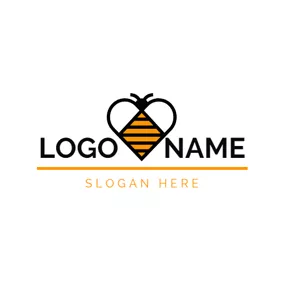 Buzz Logo Heart Shape and Cute Bee logo design