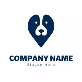 Logotipo De Animal Heart Shape and Dog Head logo design