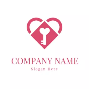 キーロゴ Heart Shape and Key logo design
