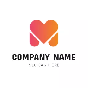 M Logo Heart Shape and M logo design