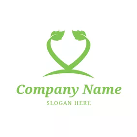薄荷 Logo Heart Shape and Mint Leaf logo design