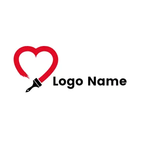 ペイントロゴ Heart Shape and Paint Brush logo design