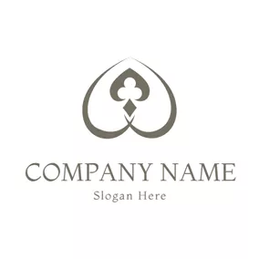 エース　ロゴ Heart Shape and Poker Icon logo design