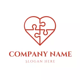 拼图 Logo Heart Shape and Puzzle logo design