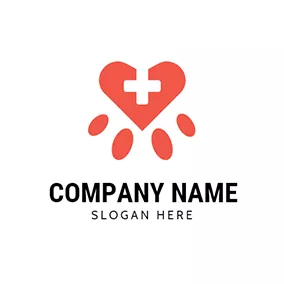 Logótipo Coração Heart Shape Dog Footprint logo design