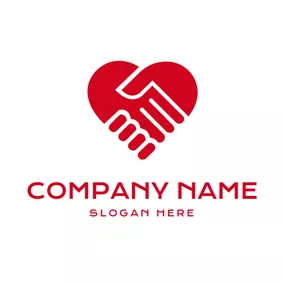 團隊合作logo Heart Shape Handshake logo design