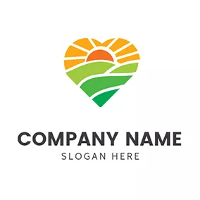 Green Logo Heart Shape Land logo design