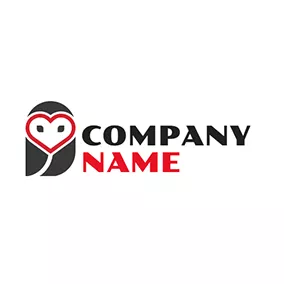 フクロウのロゴ Heart Shape Owl Head Icon logo design