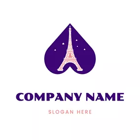 European Logo Heart Shape Tower Paris logo design