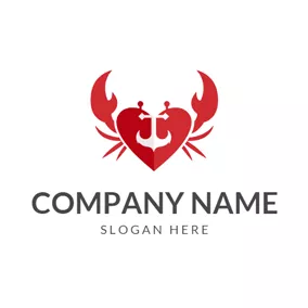 Claw Logo Heart Shaped Crab and Pincers logo design