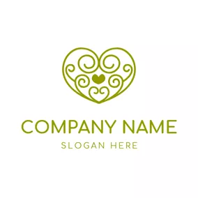 Curly Logo Heart Shaped Green Curly Wine logo design