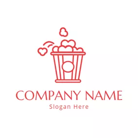 Movie Logo Heart Shaped Popcorn Outline logo design