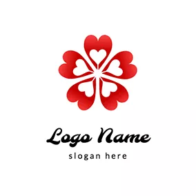Logotipo De Floración Heart Shapes Sakura Logo logo design